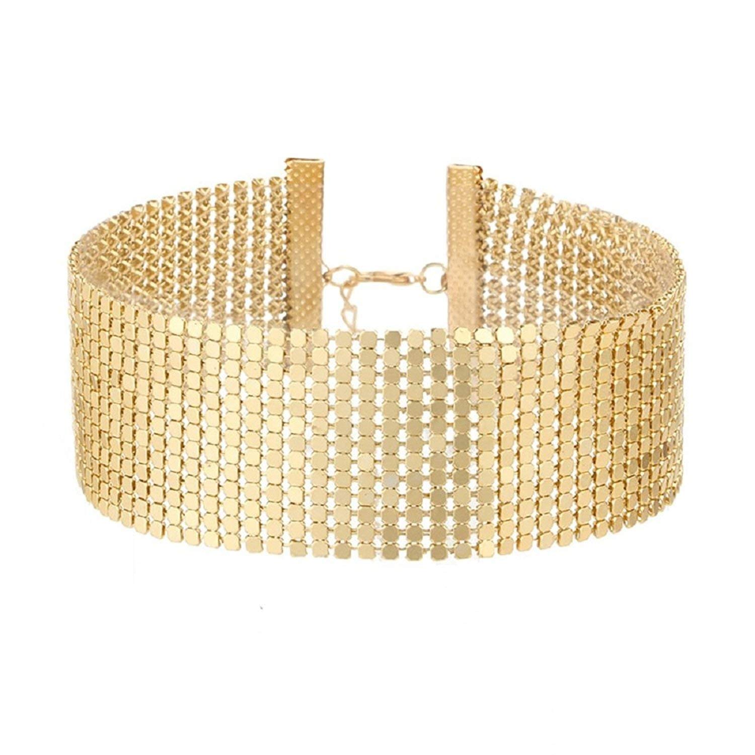 fabula by OOMPH Jewellery Gold Shimmer Double Sided Reversable Broad Fashion Choker Necklace for Girls & Women (NSSK10R2) (B07JKYFZ45) Amazon Price History, Amazon Price Tracker