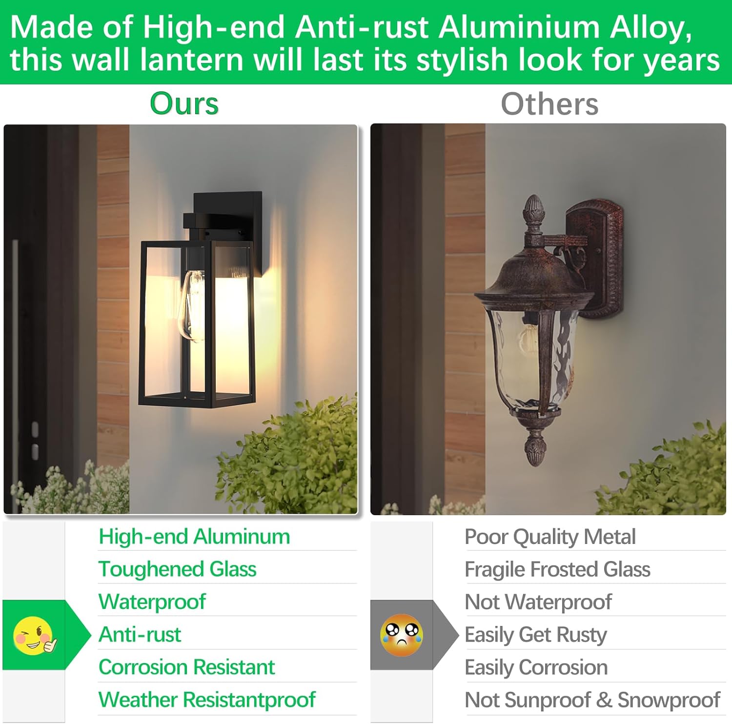 MAXvolador Outdoor Wall Lantern, Exterior Waterproof Wall Sconce Light Fixture, Black Anti-Rust Mount Light with Clear Glass, E26 Base Wall Lamp
