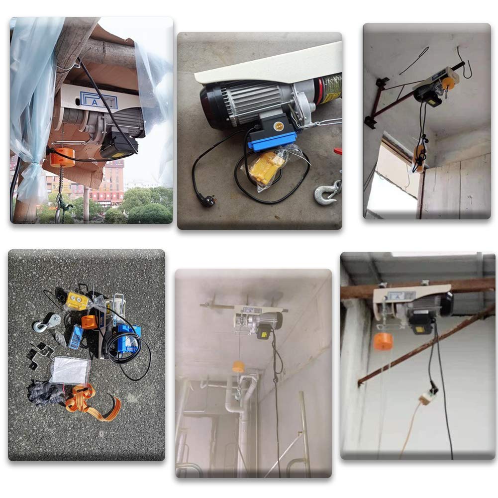 WUK Paranco Elettrico, Cavo per verricello Elettrico 600 W Telecomando Senza Fili Negozio per la casa Paranco Elettrico Mini paranco Elettrico Cavo Metallico Lunghezza 12/20/30 m