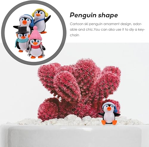 Miniatura 8 de NUOBESTY Cute Penguin Toys - Juego de colección de figuras pequeñas, decoración de pastel de pingüino, 8 piezas