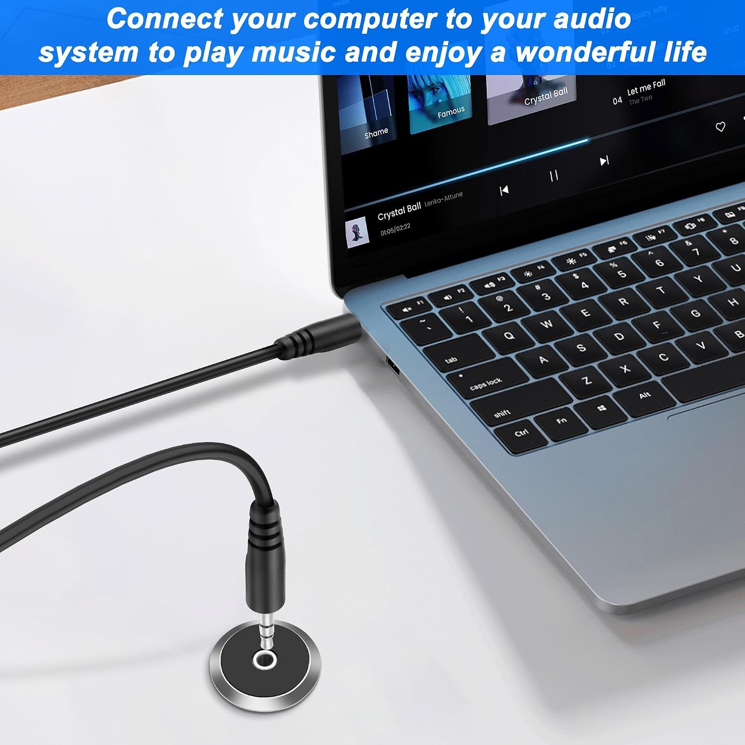 XMSJSIY 3.5mm TRS Panel Mount Audio Cable 1/8" TRS to Threaded Round 3.5mm Jack Female to Male Headphone Extension Cable Embedded Fixed AUX Audio Adapter for Laptop Microphones - 50CM/1.64FT (Male)