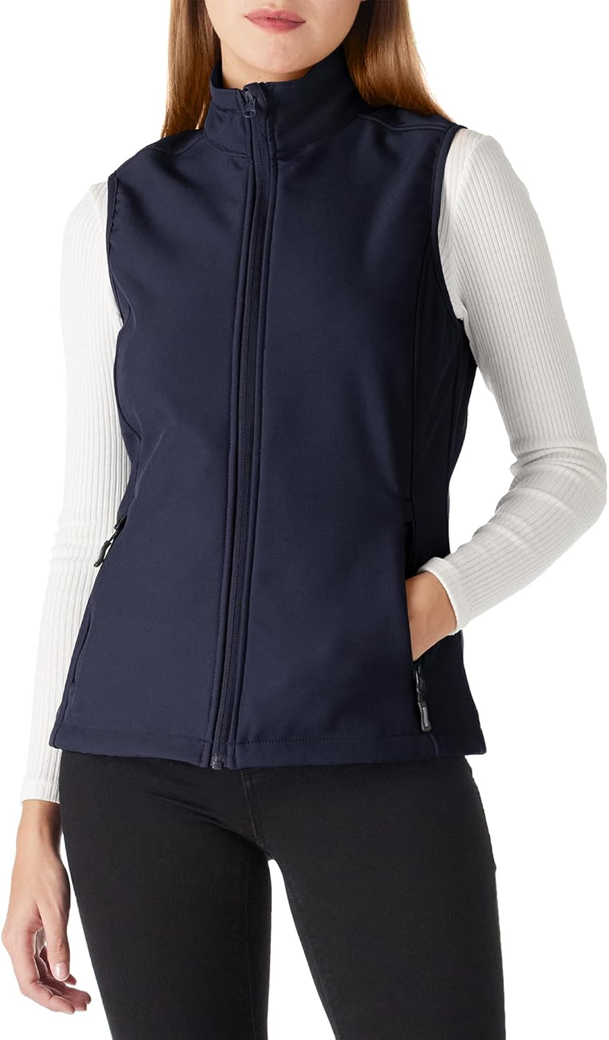 Outdoor Ventures Women's Lightweight Softshell Vest Windproof Fleece Lined Zip Up Sleeveless Jacket for Running Hiking Golf