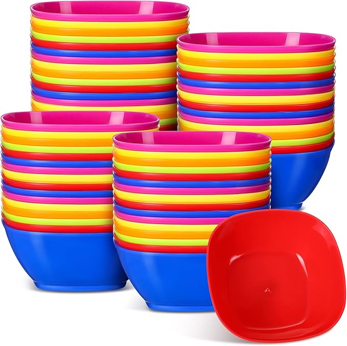 Roshtia 48 Pack 12 oz Kids Small Plastic Bowls Unbreakable