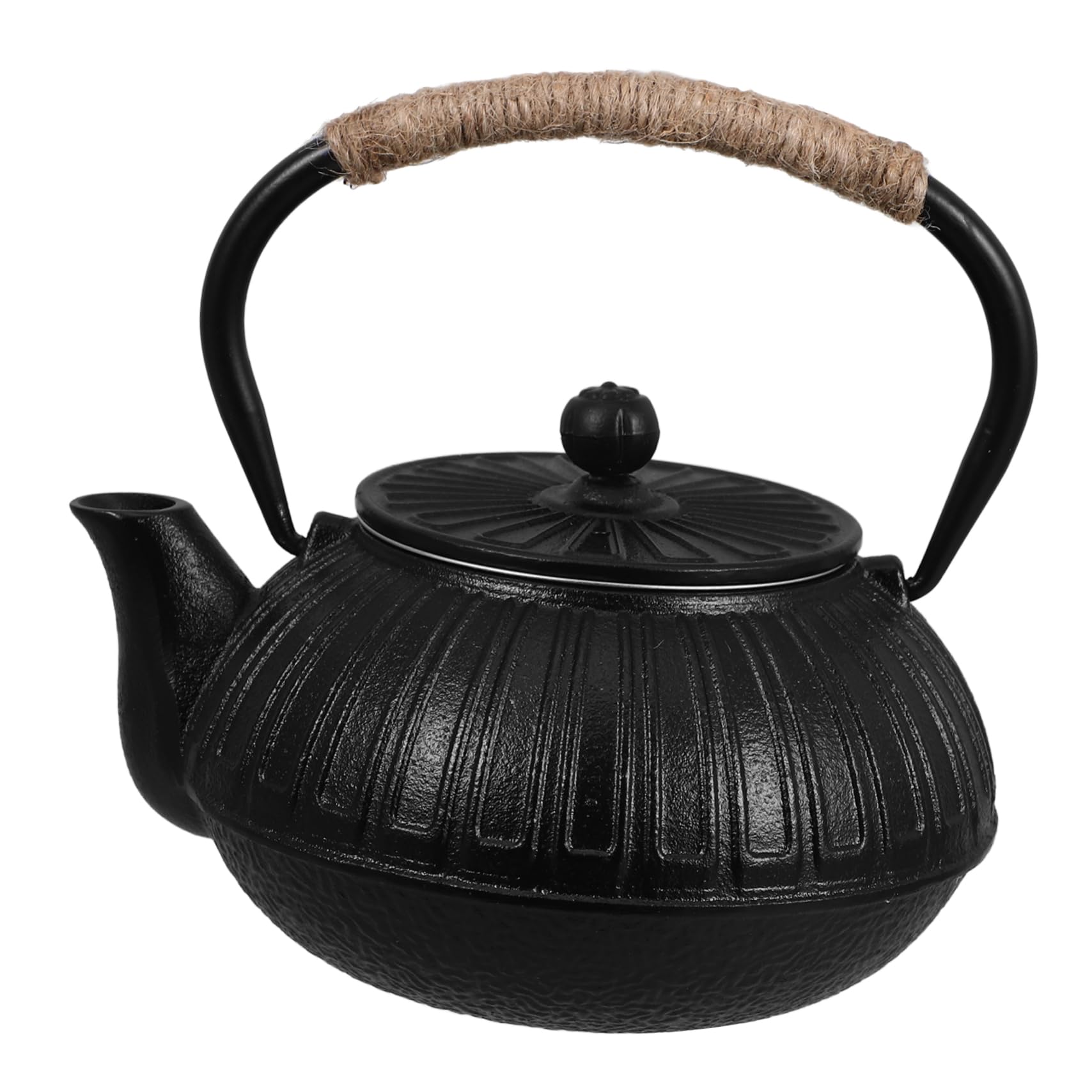 Cabilock tetera de hierro fundido pava inducción retro largo té y con teteras cafetera de camping tetera para acampar tetera china tetera de estufa tetera japonesa planchar Negro