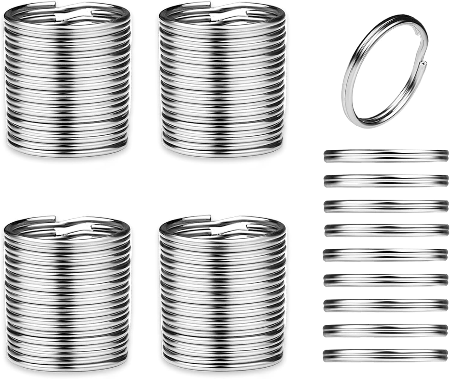 Amazon.com: 50pcs 30mm Key Ring Keychain Metal Silver Round Split Key ...