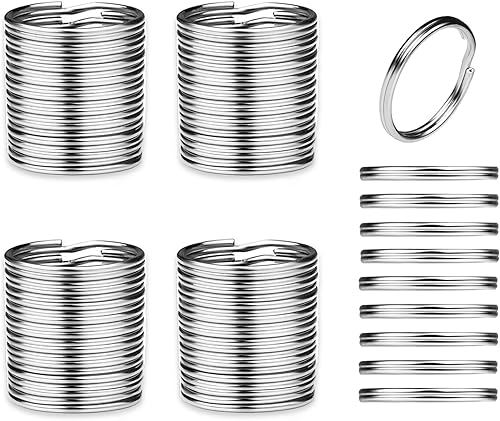 50 piezas de 30 mm Anillos de Llavero Metálicos Plateados Redondos con Separador para Llaves de Casa, Coche, Placa de Perro, Adornos de Oficina