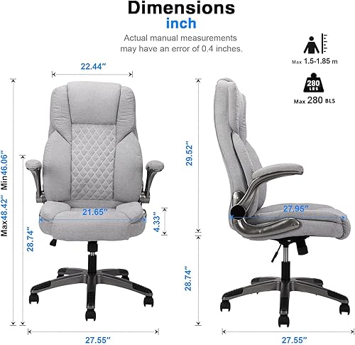 Miniatura 2 de REFICCER Sillas ejecutivas de oficina en casa, sillas ergonómicas giratorias de escritorio de computadora con respaldo alto con brazos abatibles y