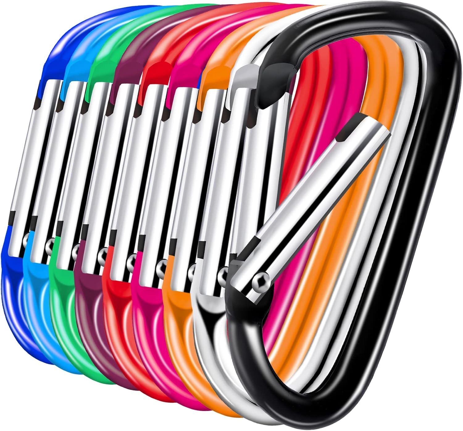 100 PCS Carabiner Clip,1.8" Aluminum Carabiner Caribeaner Clip,Small Carabiners,D Shape Carabiner Clips,Backpack Clips,Spring Snap Hook for Keychain Clip,Caribeener(Multicolor)