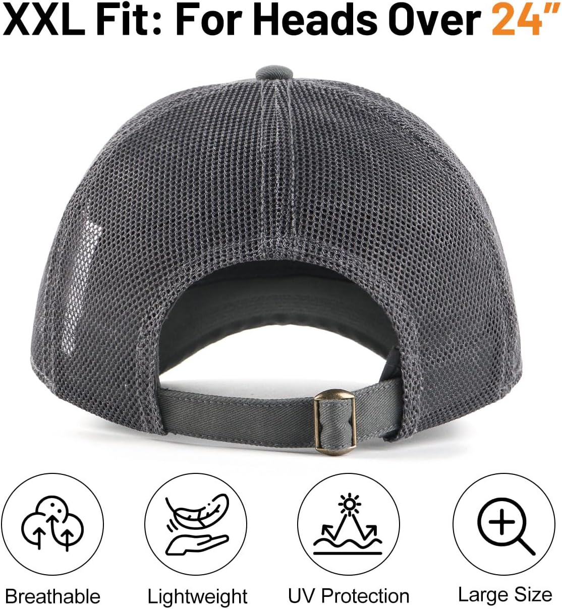 Zylioo XL XXL Oversize Baseball Cap, 100% Cotton Adjustable Dad Hat for Big Heads 23.5"-25.5", Soft Crown Large Size Cap - Image 2