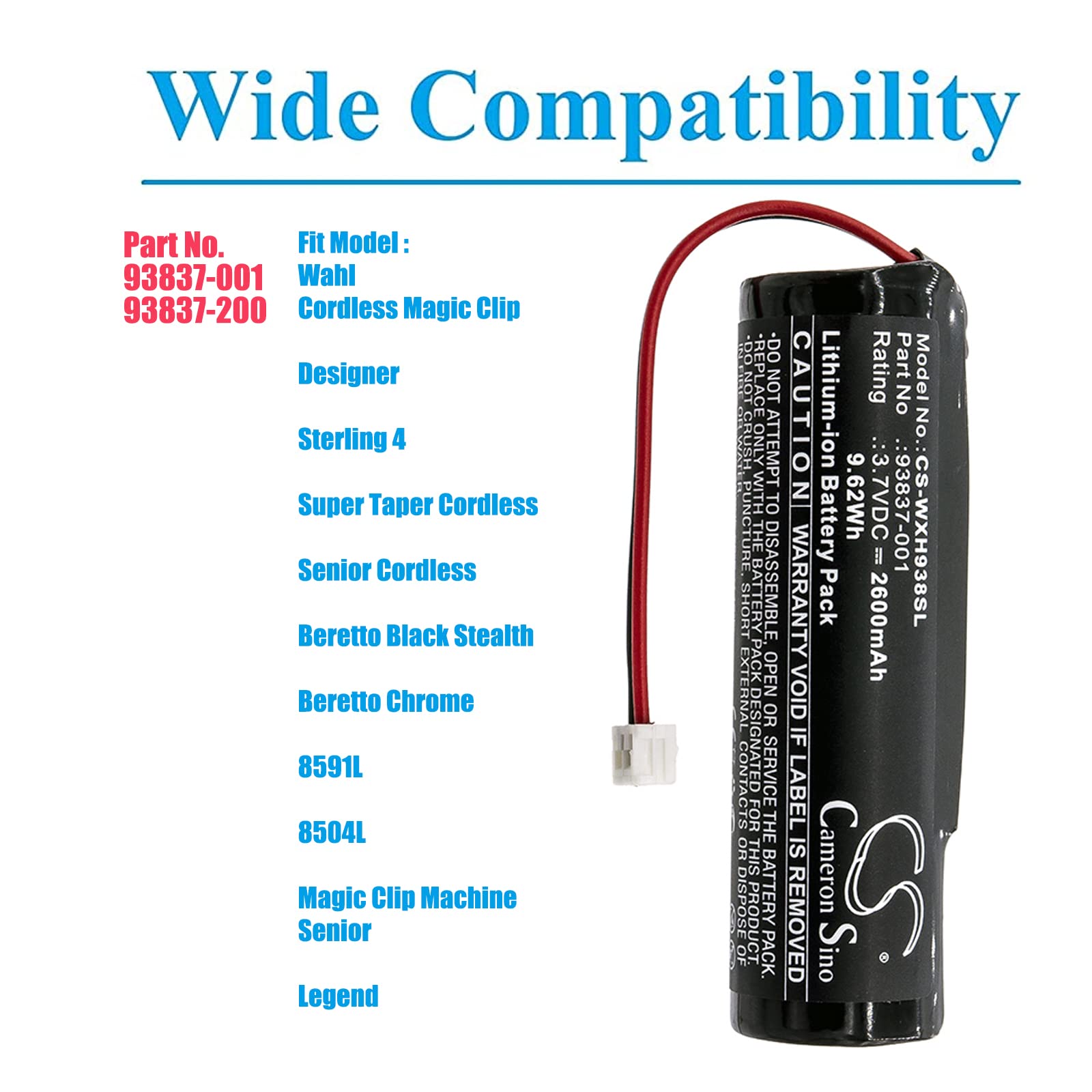 Batteria Litio 3.7V 3400mAh Per Rasoio Wahl - Magic Clip, Senior, Super Taper | Ricambio - Foto 9