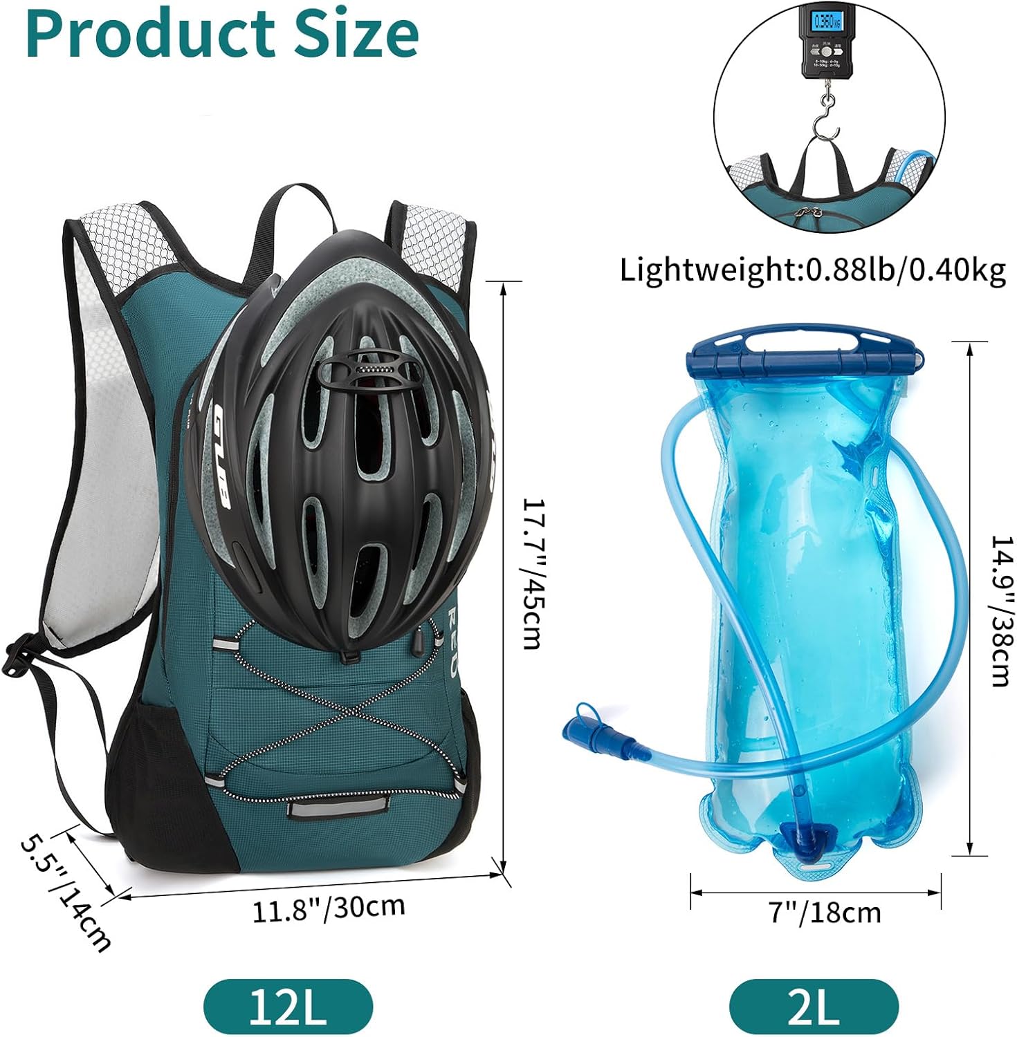 Hydration Backpack, Running Water Backpack with 2L Bladder, Hydro Water Daypack for Men Women Cycling Hiking Rave