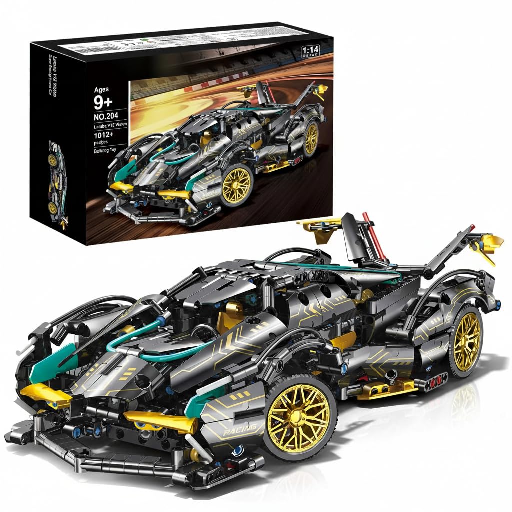 Technic Sports Car Building Set - 1:14 MOC Lambo V12 Speed Champions Racing Model Vehicle for Boys or Adults 10-14+ Years (1012 Pieces)