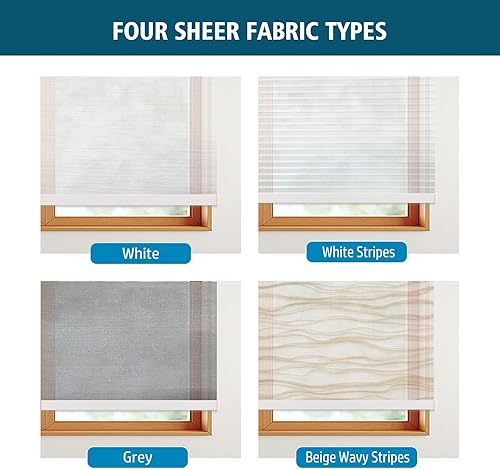 Miniatura 6 de FACIMI Persianas dobles opacas para ventana, persianas enrollables dobles beige con persianas opacas y filtrantes de luz en una cenefa, persianas de