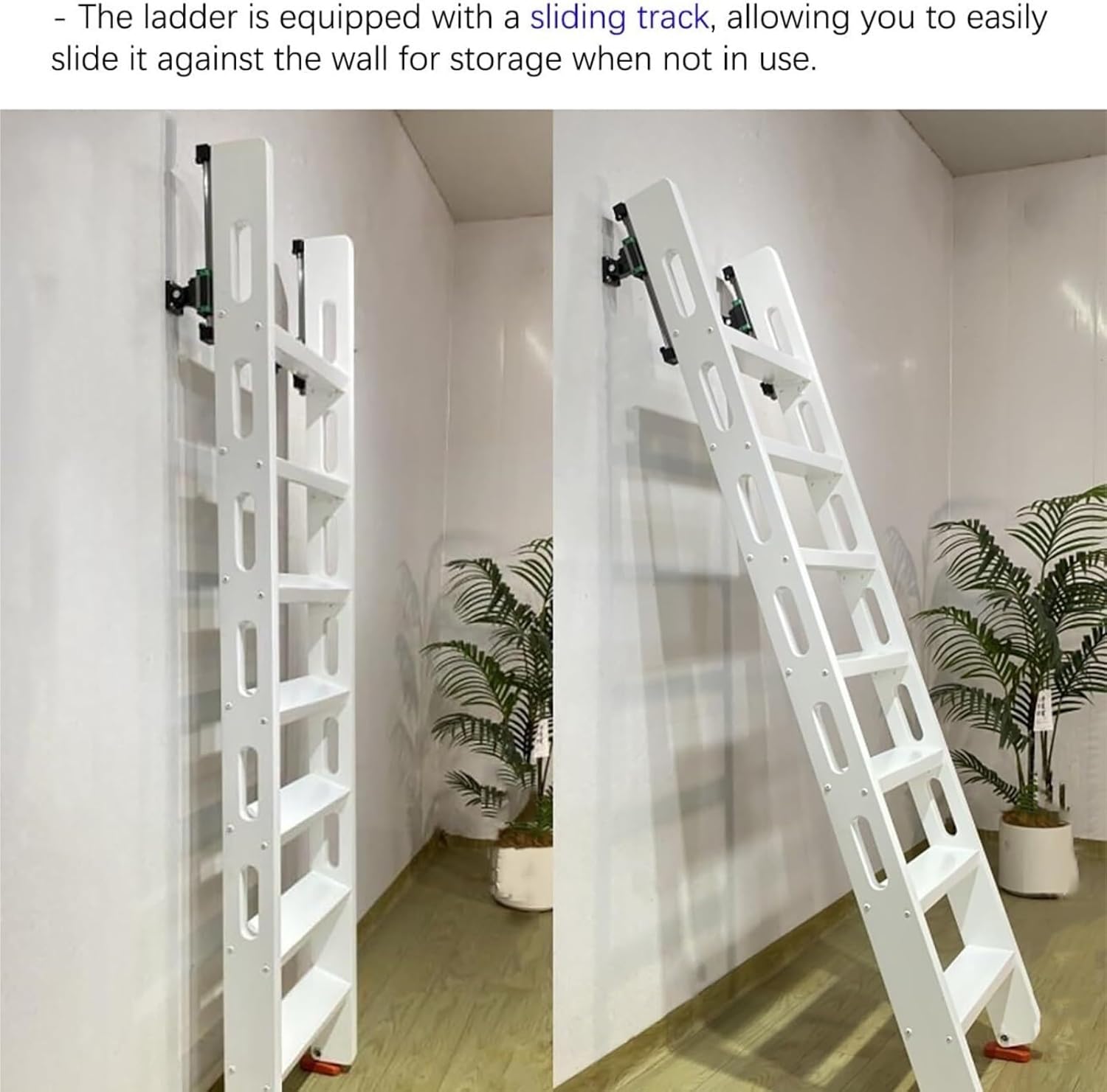 attic ladders Wood Bunk Bed Ladder, with Wide Step, Sturdy Wood Ladders for Beds RV Camper Bed Climbing, for Home Bedroom Dorm Hotel(White,8step)