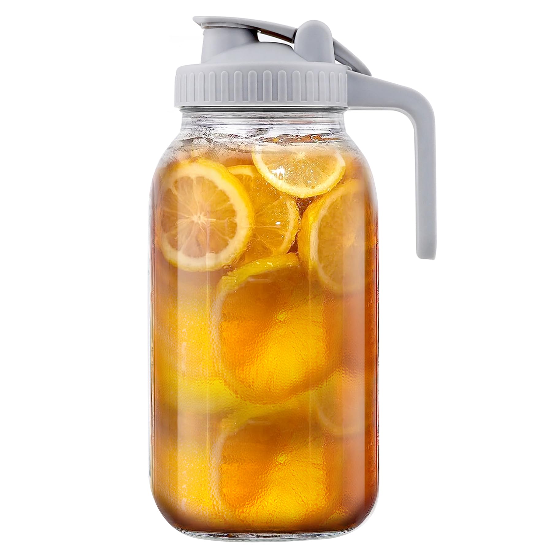 Glass Pitcher with Lid â€“ 2 Quart Mason Jar Pitcher with Spout, 64 oz