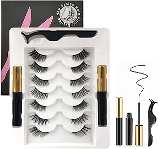 Magnetic Half Lashes with Eyeliner and Tweezers Magnetic Eyelashes Kit 7 Pairs Mix Styles 3D Cat Eye Lashes Natural Look Reusable Fake Eyelashes Easy to Wear No Glue Needed by TMIELYBS
