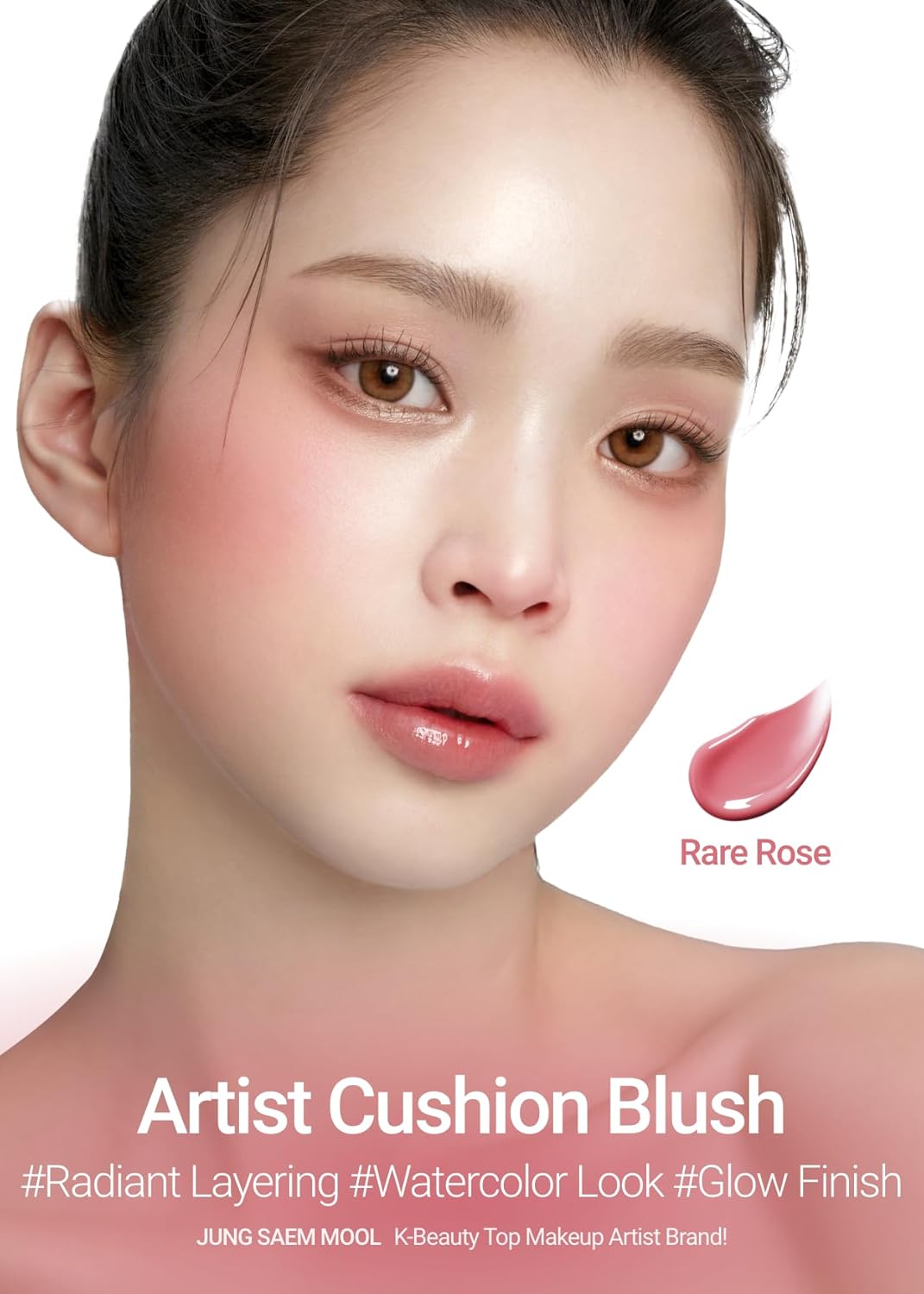 JUNG SAEM MOOL Artist Cushion Blush | Easy to Blend with Puff, Buildable Liquid Blush for Cheeks with a Dewy & Natural Finish, Korean Makeup (Rare Rose) - Image 3