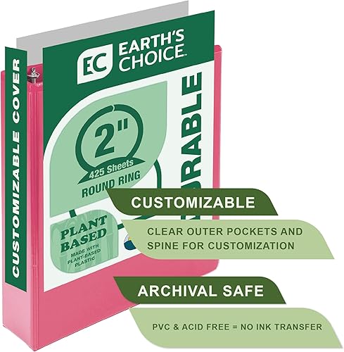 Miniatura 3 de Samsill - Carpeta de anillos redondos de 2 pulgadas, respetuosa con el medio ambiente, con certificado USDA Biobased, colección de moda, paquete de