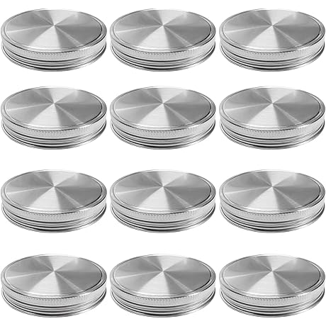 Leak-Proof Stainless Steel Lids for Wide Mouth Mason Jars (Pack of 12)
