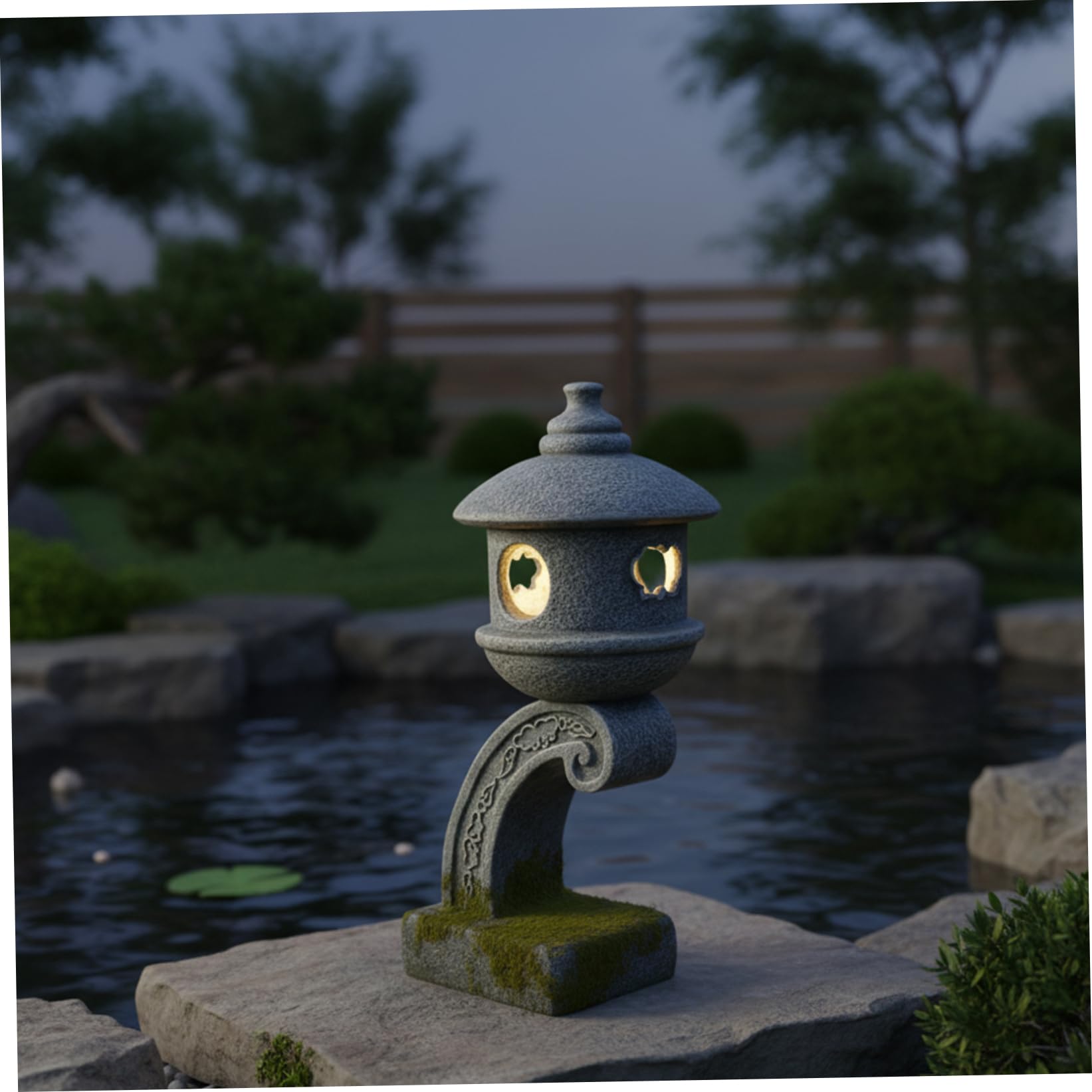 Statua da giardino pagoda - Decorazione da giardino giapponese, statua pagoda in resina grigia per atmosfera Zen all'aperto Lanterna decorativa giapponese