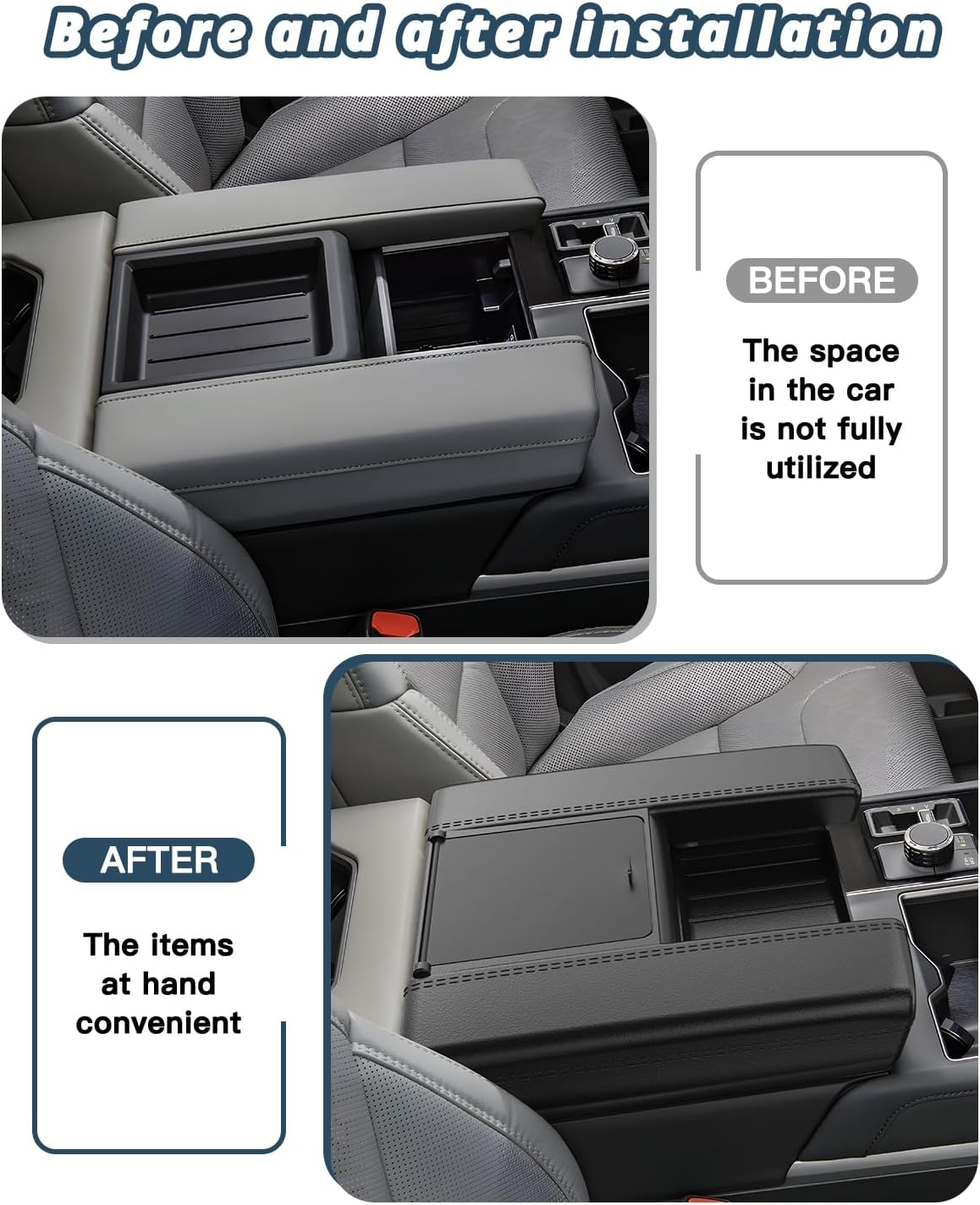 Ruiya 2022-2026 Tundra Armrest Cover for Toyota Tundra 2026 Accessories Silicone Button-Style Hidden 2 in 1 Console Lid Cover Compatible with 2022-2026 Toyota Tundra(SR/SR5/Limited)