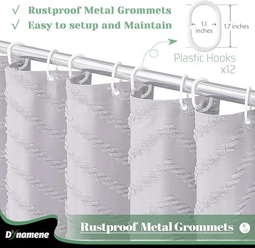 Vista 31 de Dynamene - Cortina de ducha, bohemia y rústica con rayas con chebrón en relieve, cortina texturizada para decoración de baño, juego de cortina A.