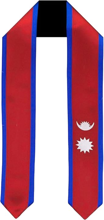 Vision Wear - Nepal Flag Graduation Sash/Stole - Majestic Cultural Emblem - Celebrate Your Heritage - Nepali Pride & Honor Sash