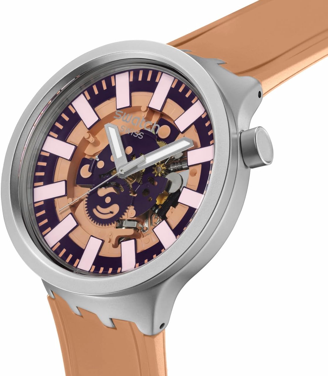 Swatch Big Bold Irony Lacquered Unisex Watch Casual Polymer Beige Automatic Waterproof Terracotta Tide