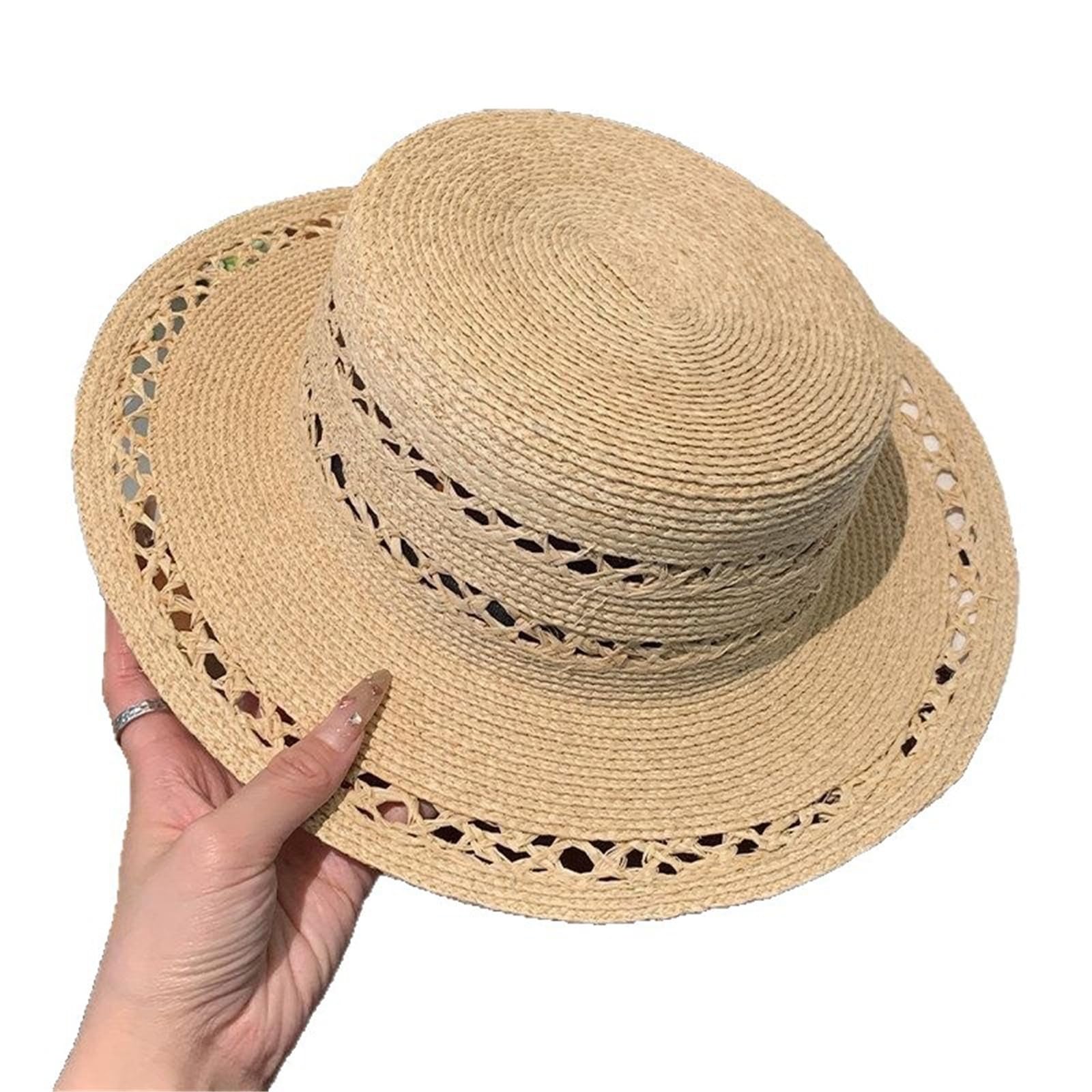 Sombrero de Paja para Mujer Sombrero De Paja Ligero ala Ancha For Exteriores For El Verano de Viajes en la Playa