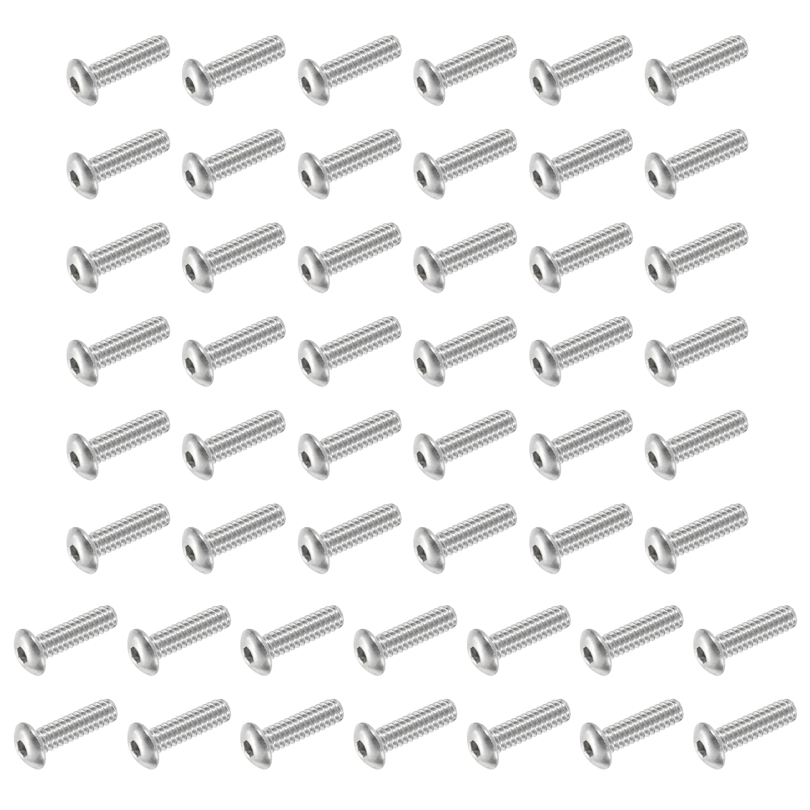 PATIKIL Button Head Socket Cap Screws, 60 PCS #6-32 UNC x 1/2 Inch 304 Stainless Steel Hex Drive Fully Thread Machine Bolts Screw for Furniture Water Pump Light Fixture, Silver