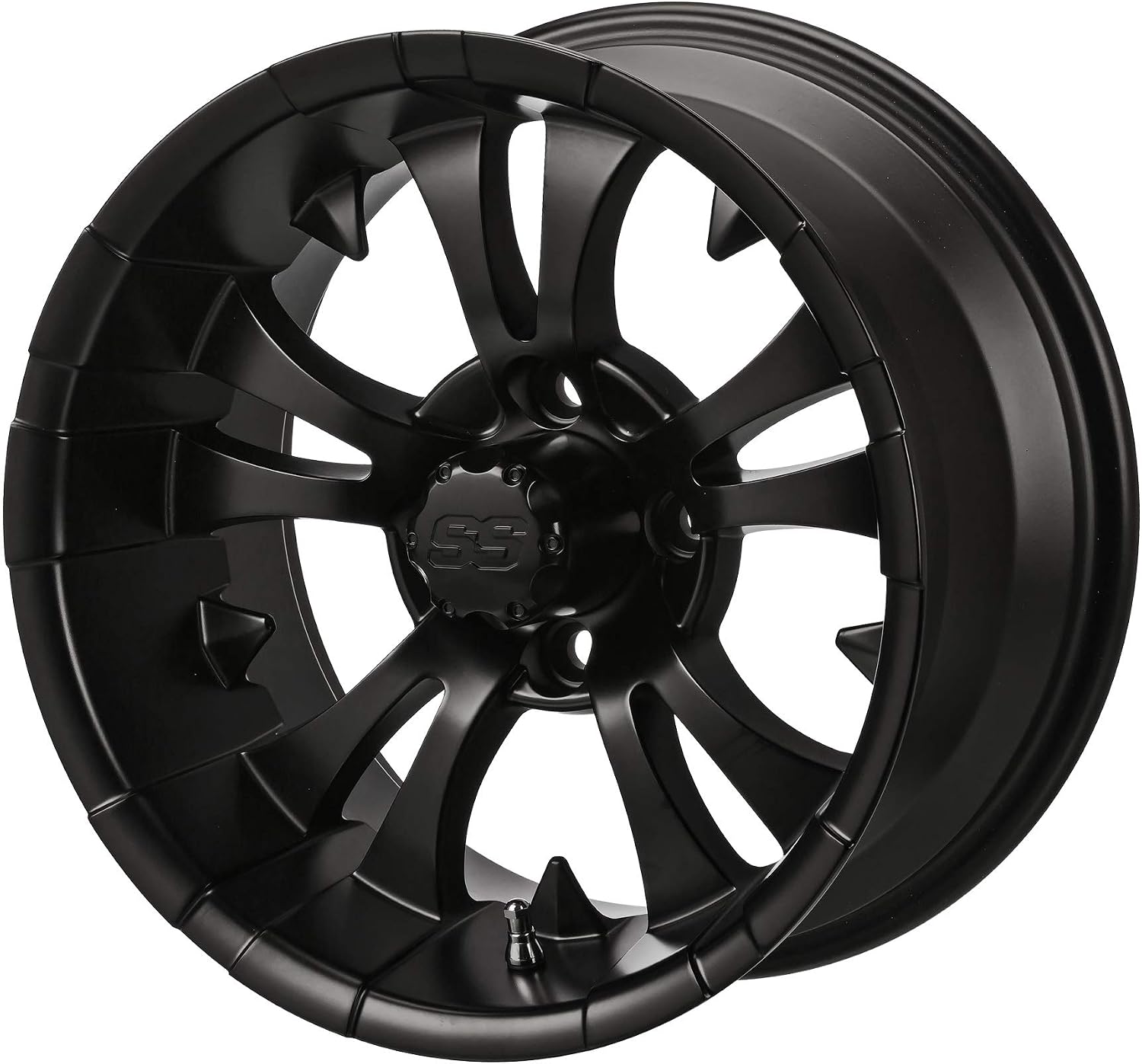 RM Cart 14" Warlock Matte Black on a 205/30-14 LSI Elite Tire (Set of 4) | Golf Cart Tires and Wheels Combo with Standard Lug Nuts