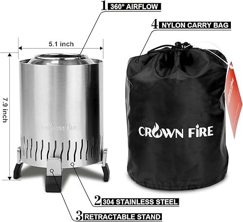 Miniatura 2 de Fogata de mesa – Chimenea portátil sin humo para patio, balcón y campamento – Mesa de fogata interior, mini parrilla, hoguera de mesa Smores,