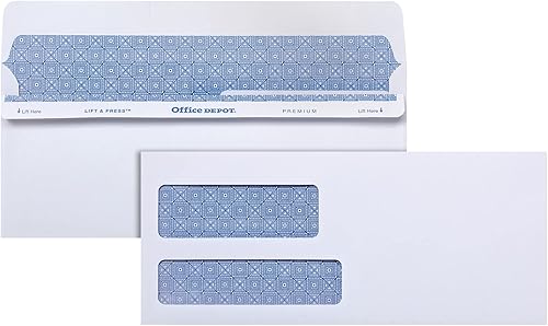 Office Depot Sobres de doble ventana 100% reciclados (TM), 9 (3 78 pulgadas x 8 78 pulgadas), blanco, paquete de 500, 76169