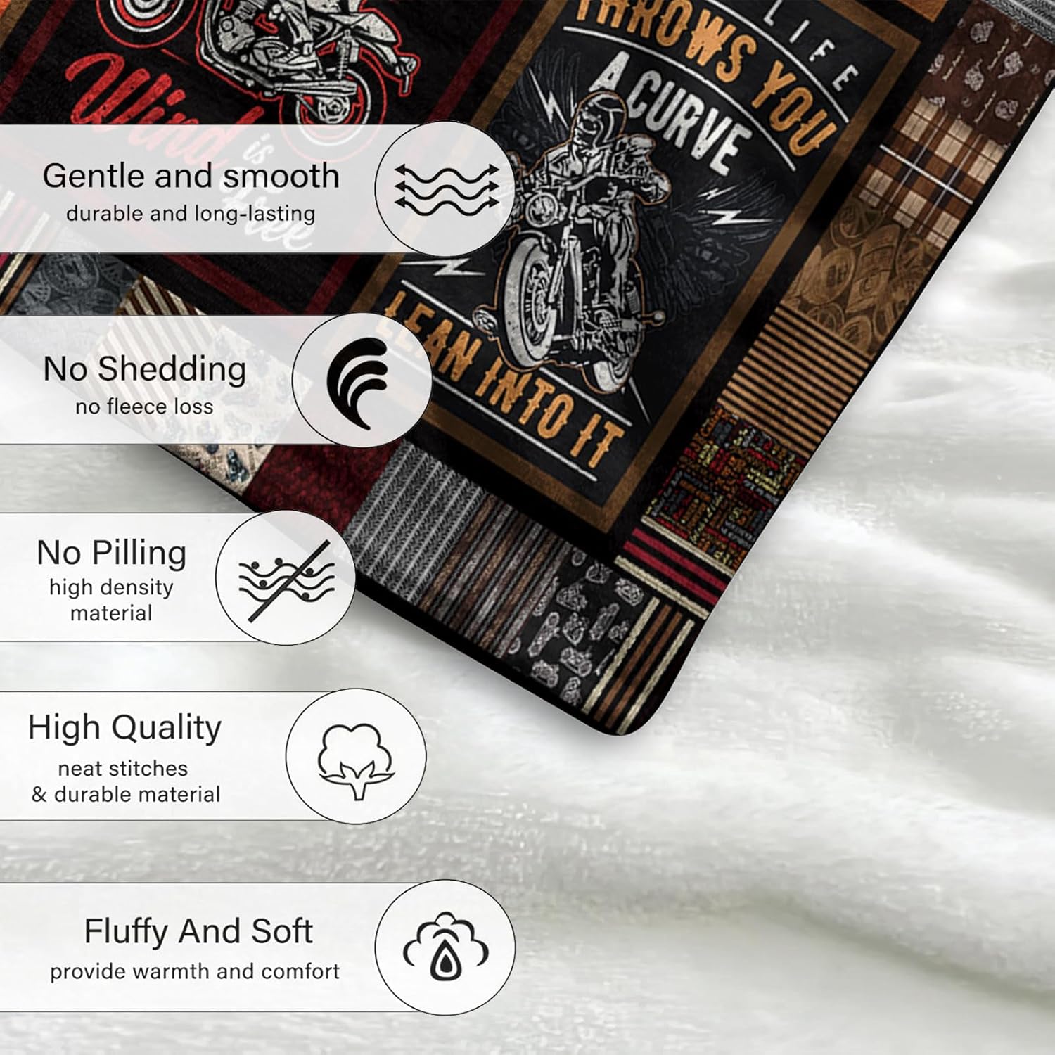 Motorcycle Blankets Super Soft Flannel Fleece Throw Blankets for Bed Sofa and Couch Cool Motorcycle Gifts for Men and Women Fluffy Warm Riding Blankets - Image 4