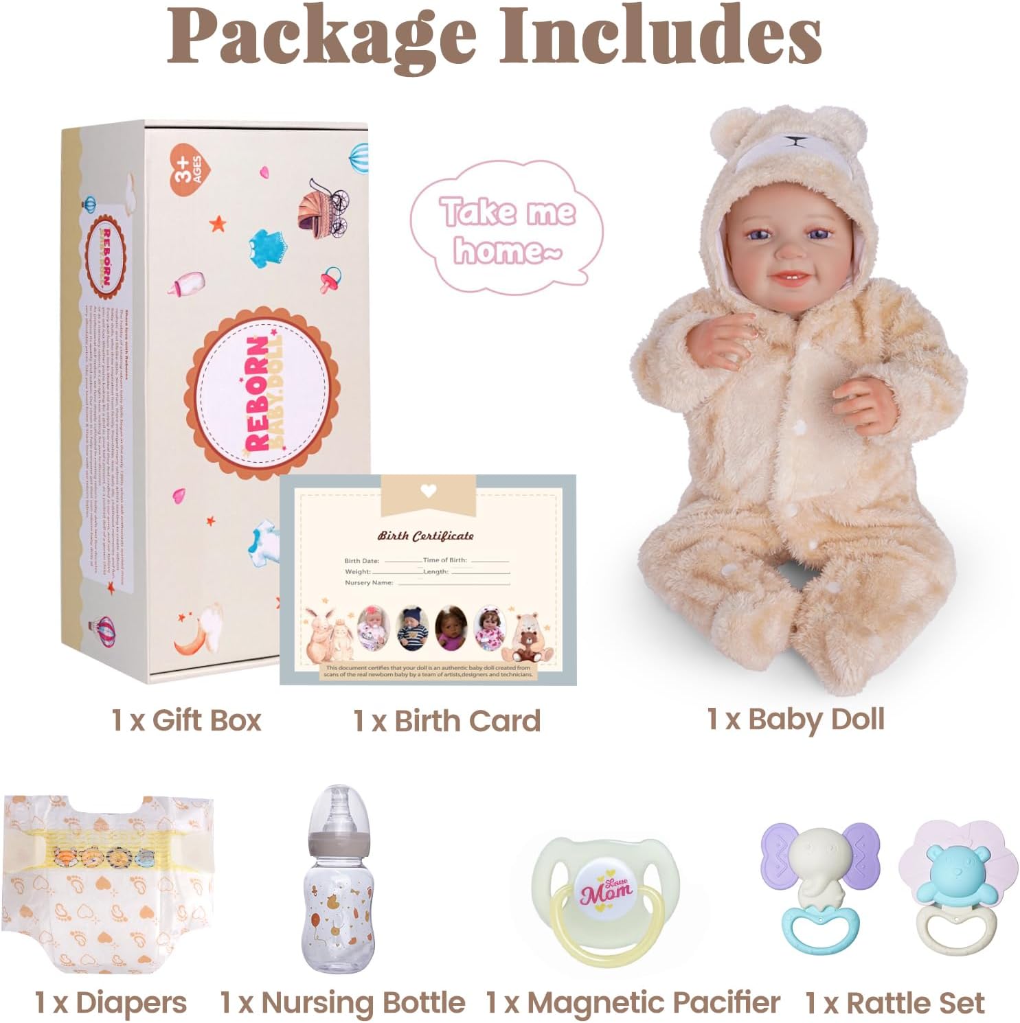 BABESIDE Reborn Baby Dolls Girl – 20 Inch Lifelike Handmade Silicone Baby Doll, Real Life Baby Doll with Accessories, Gift for Girls Age 3+ Pretend Play & Collection