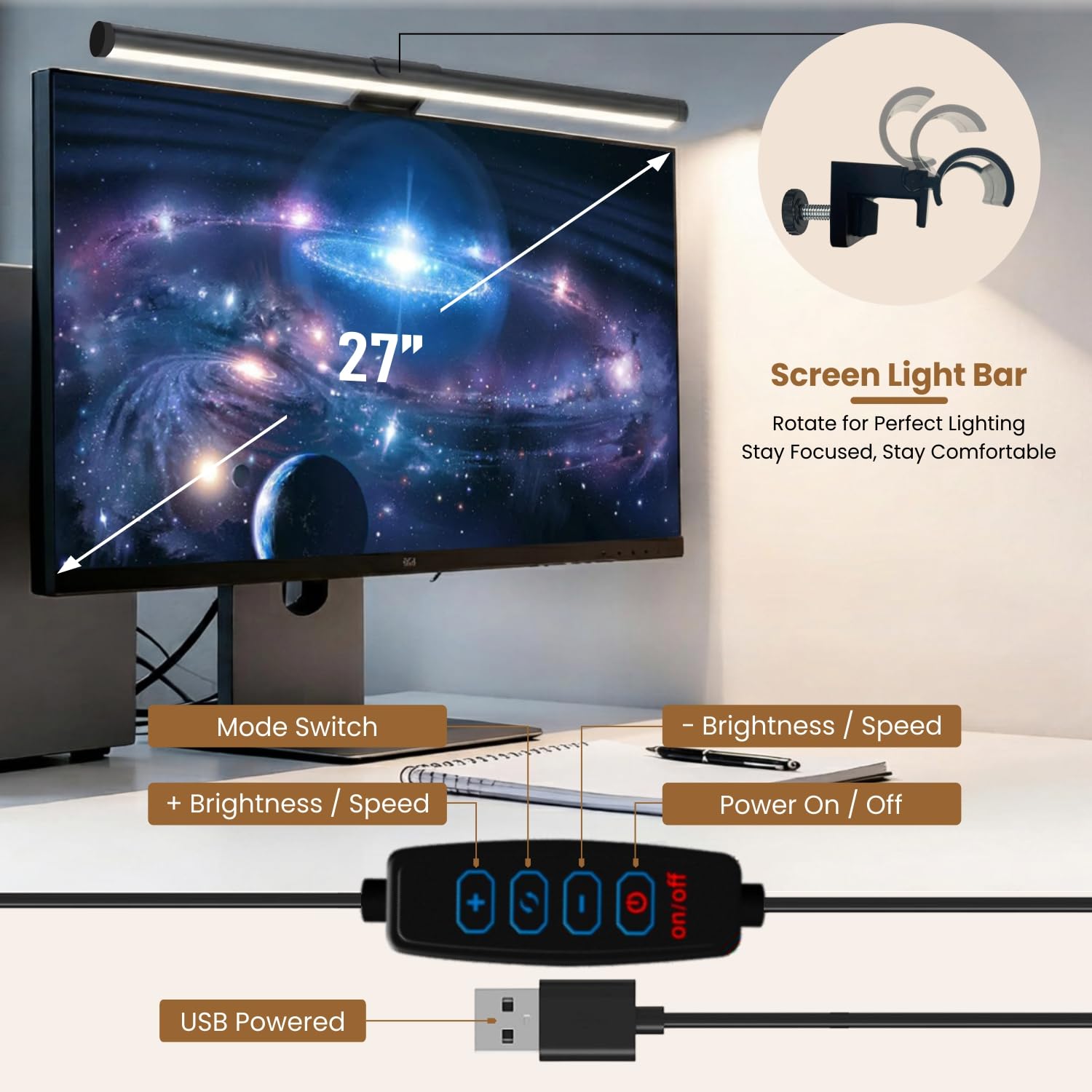 45CM LED Light Bar - Eye-Care Desk Lamp for Laptop -5