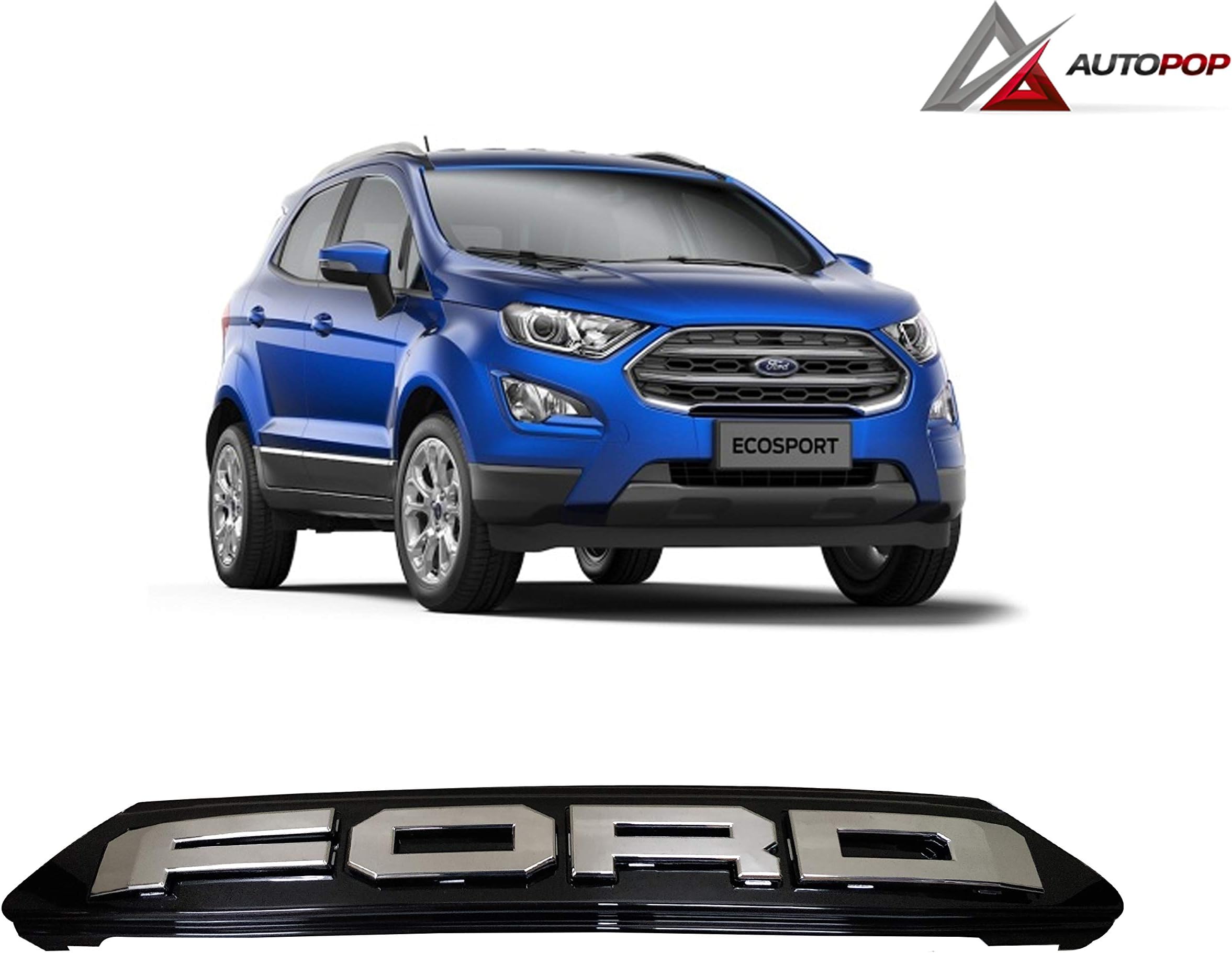 AutoPop Black Front Grill with Bold Ford Text for Ford Ecosport