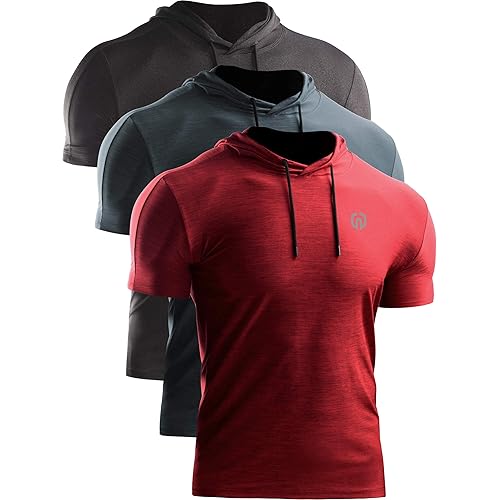 NELEUS Men's Dry Fit Performance Athletic Shirt with Hoods