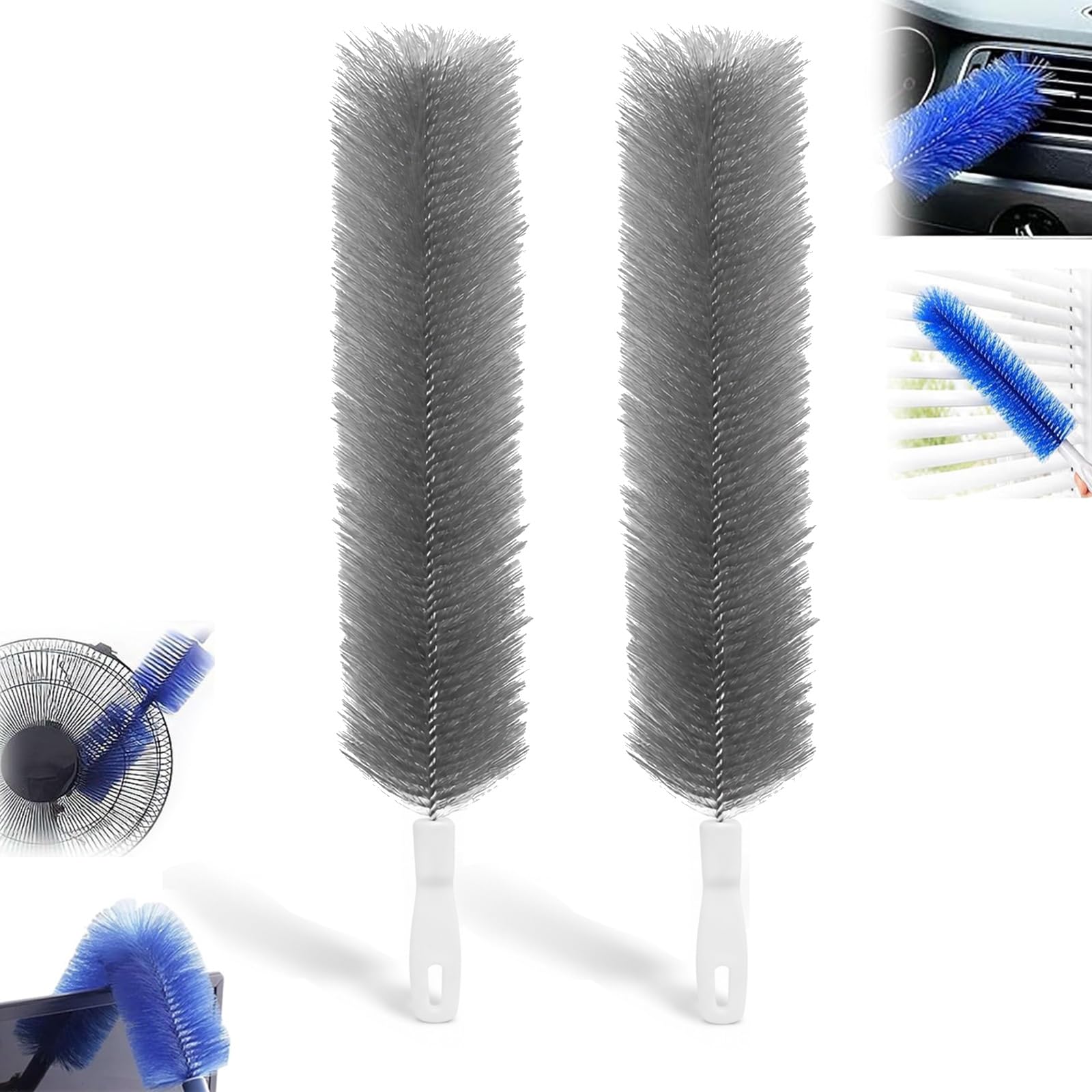 Zqmvxr 2Pcs-B Bendable Microfiber Dust Remover, Reusable Fan Cleaning Brush