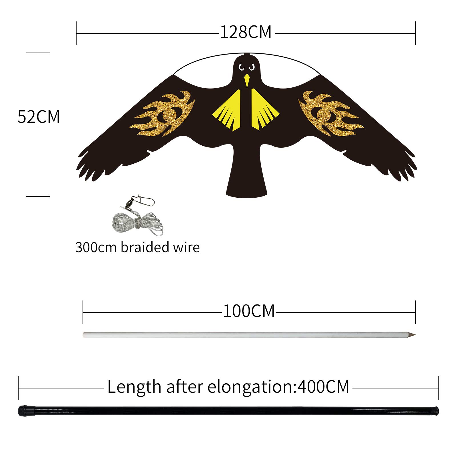 Bird Scarer Flying Kite Crops Farm Protector Bird Hawk mit 4 m Pole