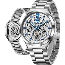 OLEVS Automatic Men's Watch Tourbillon Diamond Luxury Dress Watch Stainless Steel Waterproof Luminous Wrist Watch