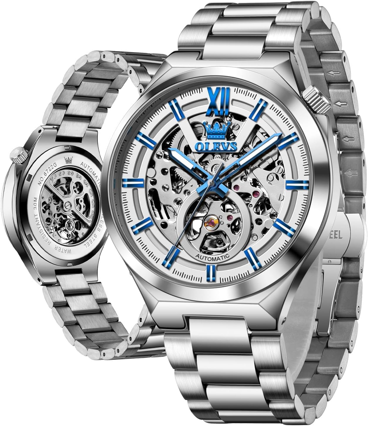 OLEVS Luxus Diamant Männer Uhr Quarz Business Armbanduhren Edelstahl Band wasserdicht leuchtende Uhr