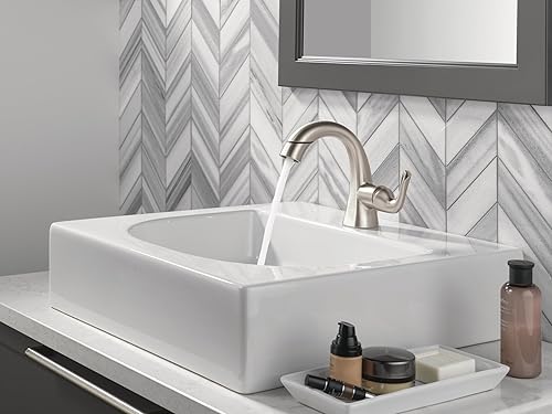 Miniatura 29 de Delta Arvo - Grifo de baño dorado cepillado de 1 agujero, grifo de lavabo de baño de un solo orificio para tocador, montaje de drenaje push-pop