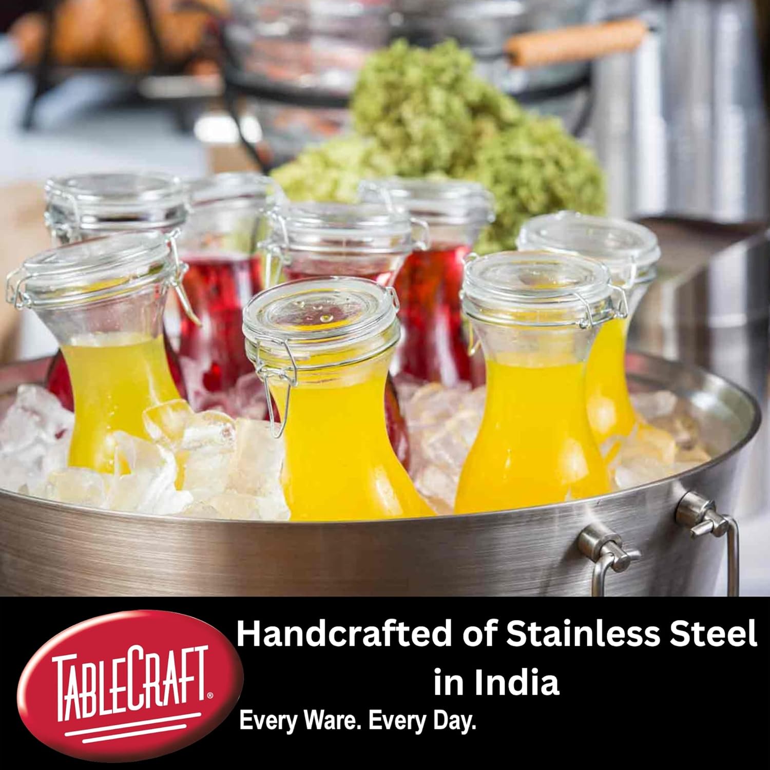 TableCraft BT2137N Beverage Tub with Stand, 20" Stainless Steel, 11 Gal Capacity, Round Single Wall, Brickhouse Collection, Commercial Grade for Parties, Events, Indoor or Outdoor Use