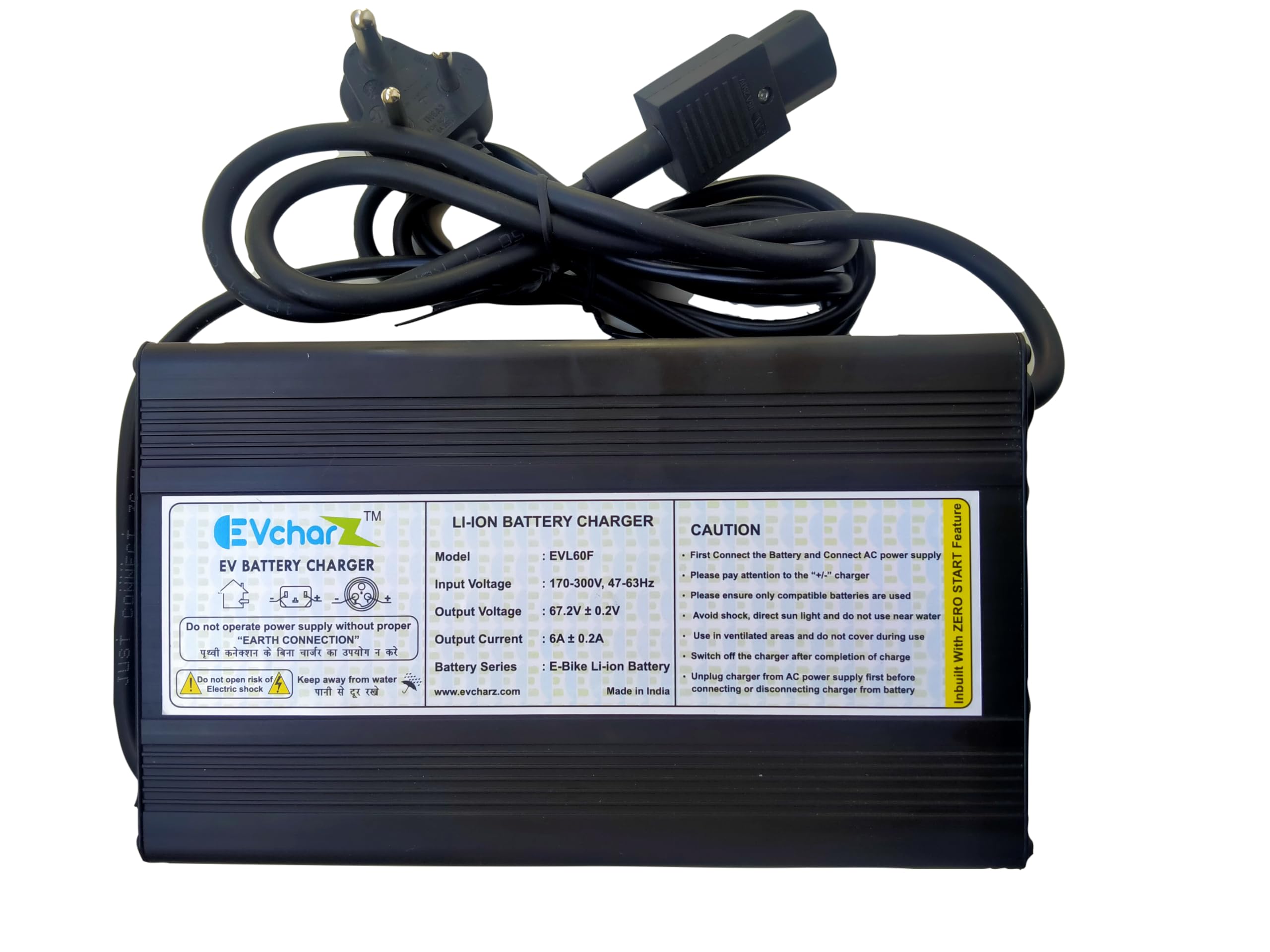 EVcharZ 67.2V 6A E-Bike Electric Scooter Lithium Battery Charger