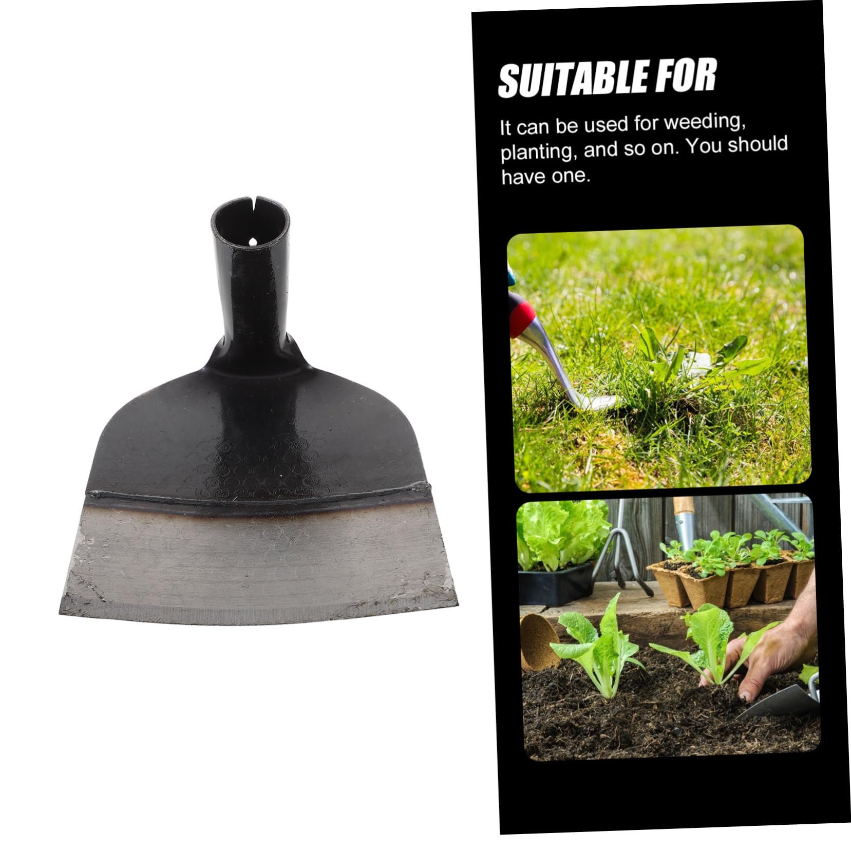 POPETPOP Azada de Mano de Acero Inoxidable para Jardinería Herramienta Resistente para Deshierbe y Cultivo para Huertos Patios y Agricultura Doméstica Modelo Sólido y Duradero