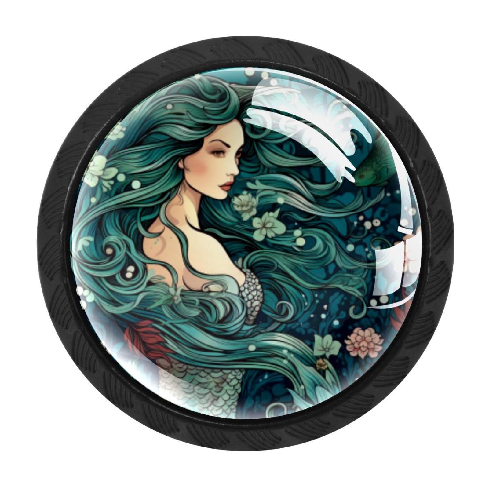 Chenzzzz Multicolored 05 4 Pieces Kitchen Cabinet Drawer Dresser Door Knobs Pulls Handles, Mermaid