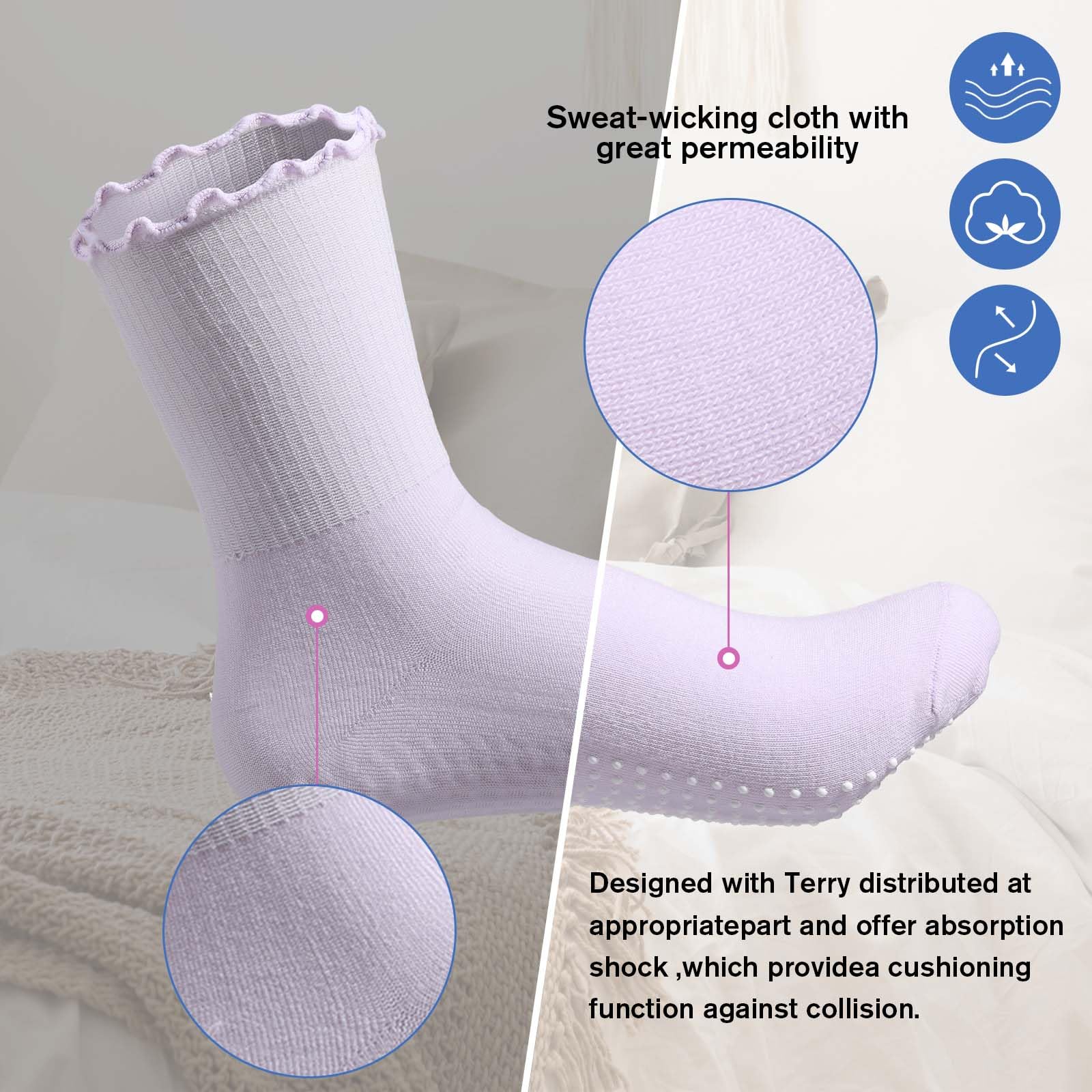 Geyoga 5 Pairs Unisex Non Slip Socks Anti Skid Pilates Socks Yoga Socks for Men Women Workout Barre Home (Lacy)