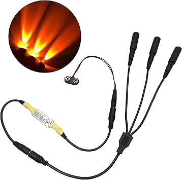Flame Orange 3 Head Micro Special Effects flicker Light Kit 12v 9v Dc for Theatrical Torch