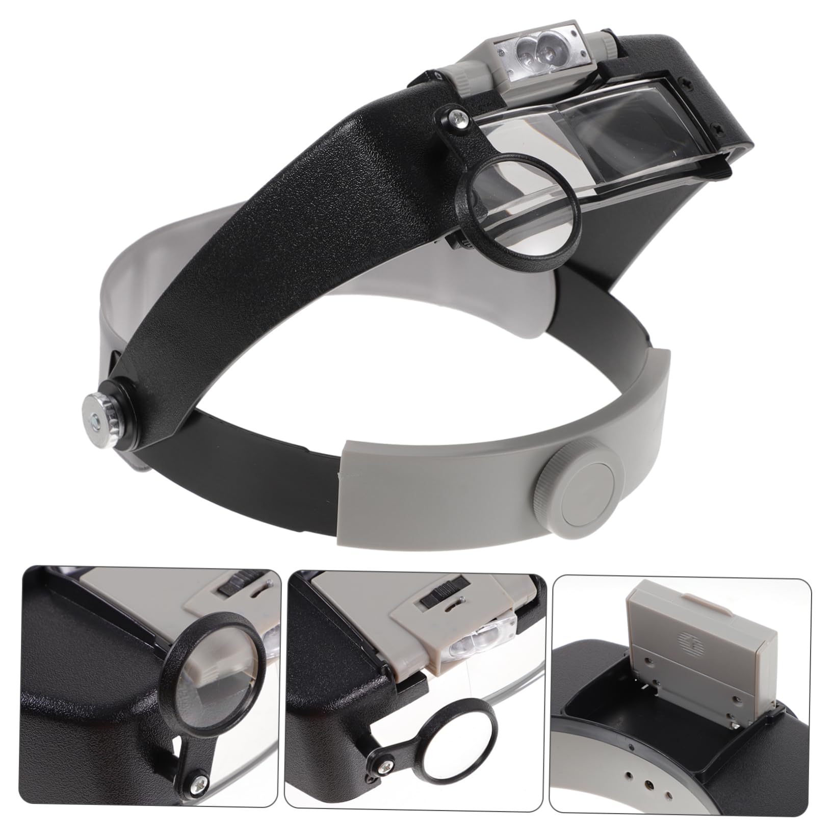 PACKOVE 1Set Head Mounted LED Magnifier Kit with Dual Lenses Reading Magnifier for Seniors and Crafting for Precision Repair and Embroidery Tasks
